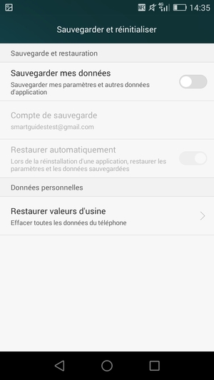 Activez l'Sauvegarder mes données