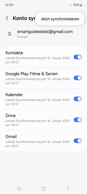 Wählen Sie Jetzt synchronisieren