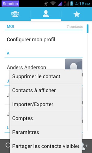 Sélectionnez Importer/Exporter