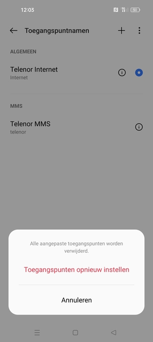 Selecteer Toegangspunten opnieuw instellen
