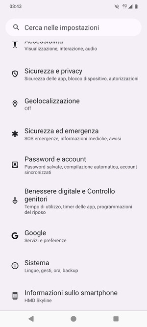Scorri e seleziona Sicurezza e privacy