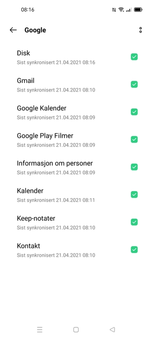 Kryss av i alle avkrysningsboksene og velg menyknappen