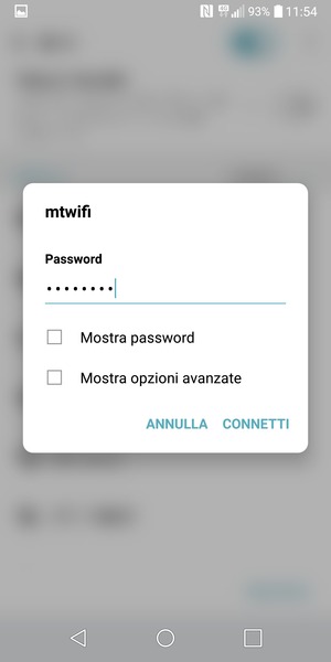 Inserisci la password del Wi-Fi e seleziona CONNETTI