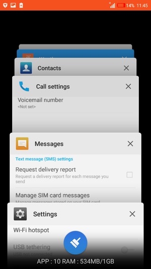 Select the Delete icon to close all running apps