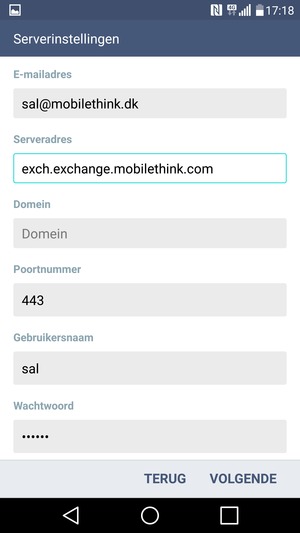 Selecteer VOLGENDE