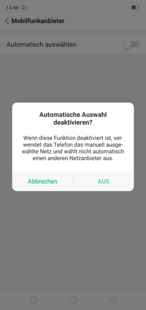 Wählen Sie AUS