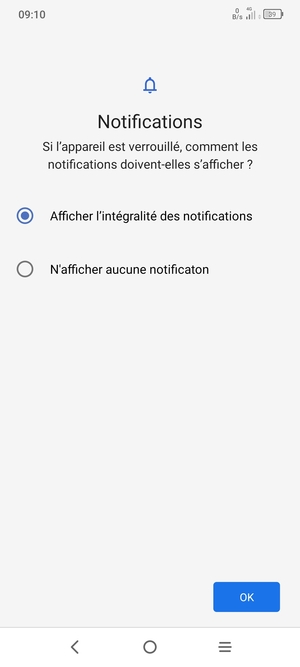 Sélectionnez votre option préférée et sélectionnez OK