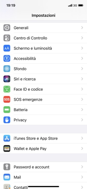 Torna al menu Impostazioni e seleziona Batteria