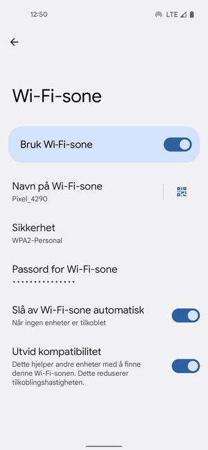 Telefonen din er konfigurert for bruk som et modem