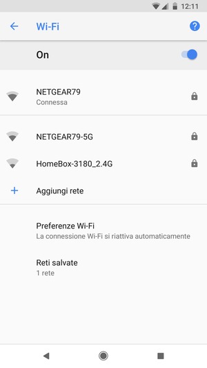 Ora sei connesso alla rete Wi-Fi