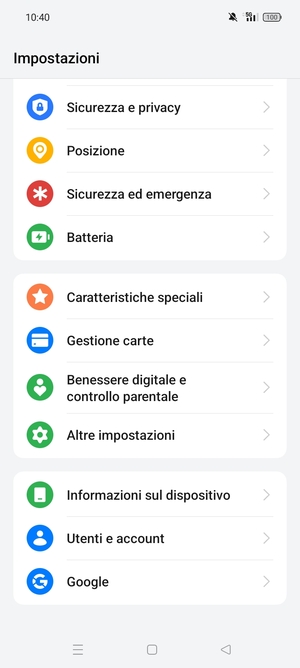 Scorri e seleziona Utenti e account