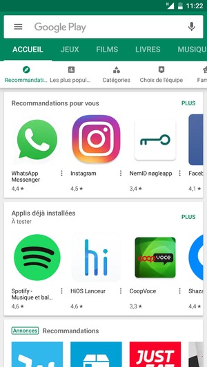 Sélectionnez la barre de Recherche