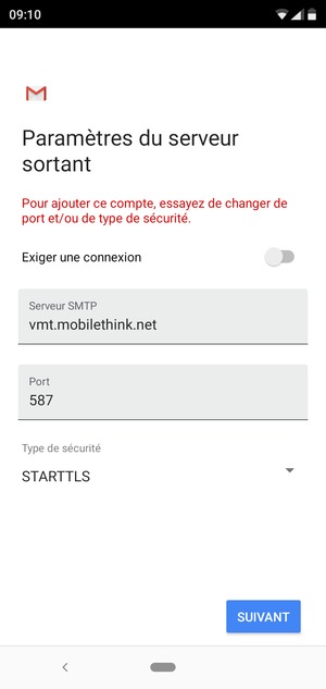 Sélectionnez Type de sécurité