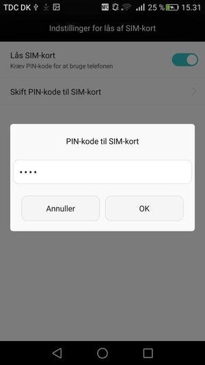 Indtast din Ny PIN-kode til SIM-kort og vælg OK