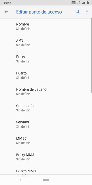 Introduzca la información de Internet