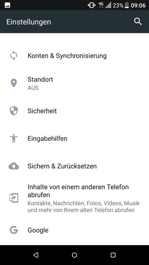 Scrollen Sie und wählen Sie Sicherheit