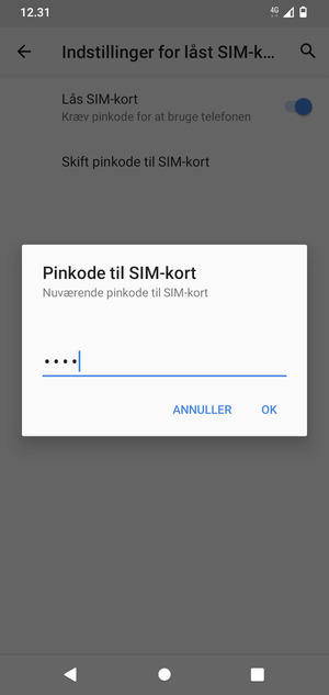 Indtast din Nuværende pinkode til SIM-kort og vælg OK