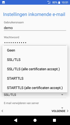 Selecteer Geen en VOLGENDE