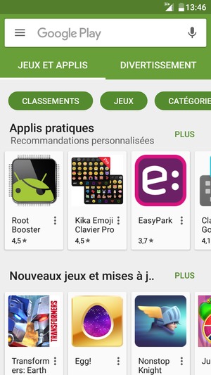 Sélectionnez la barre de Recherche