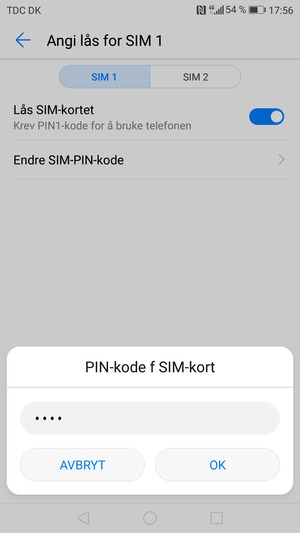 Bekreft din nye PIN-kode for SIM-kort og velg OK