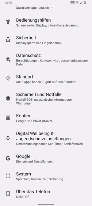 Scrollen Sie und wählen Sie System
