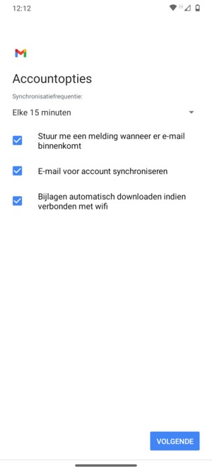 Selecteer VOLGENDE