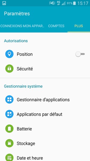 Sélectionnez PLUS puis Sécurité