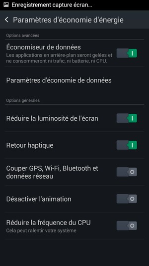 Activer Modes d'économie d'énergie