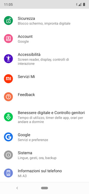 Scorri e seleziona Sicurezza