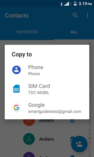 Select SIM card