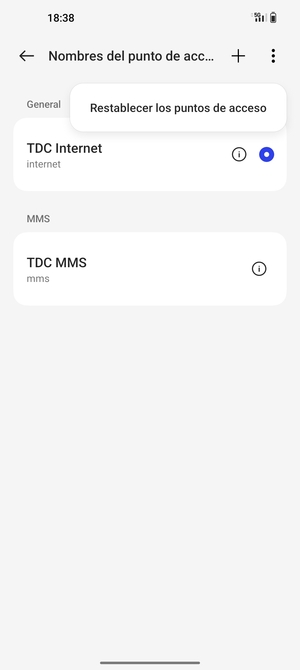 Seleccione Restablecer los puntos de acceso