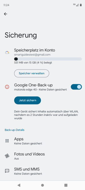 Wählen Sie Speicherplatz im Konto