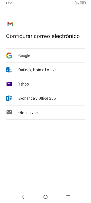 Seleccione Outlook, Hotmail y Live