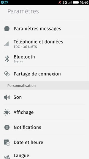 Faites défiler et sélectionnez Partage de connexion