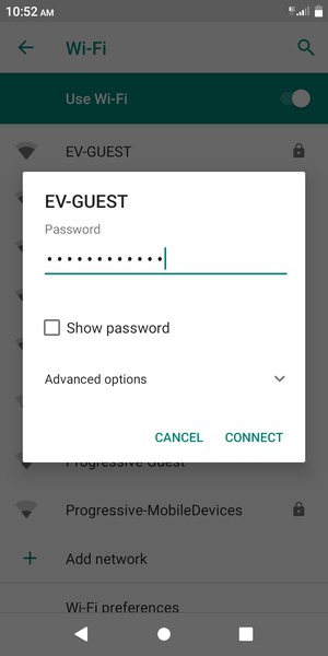 Enter the Wi-Fi password and select CONNECT