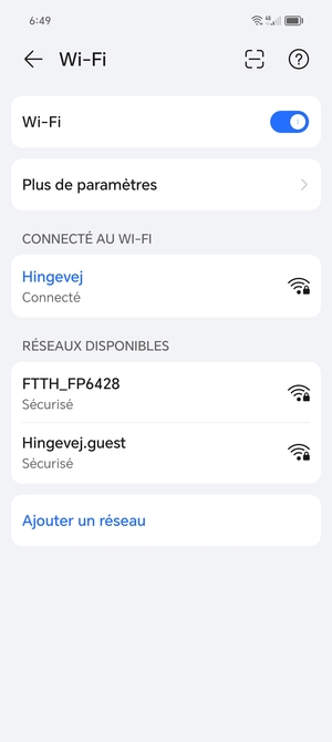 Vous êtes maintenant connecté au réseau Wi-Fi