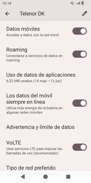 Activar o desactivar Roaming