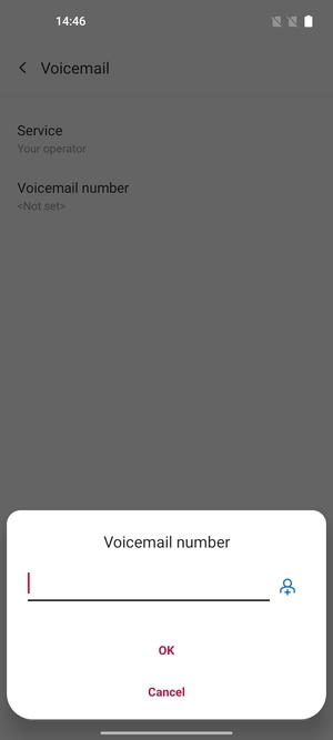 Enter the Voicemail number and select OK