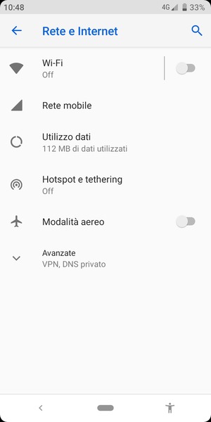 Seleziona Rete mobile