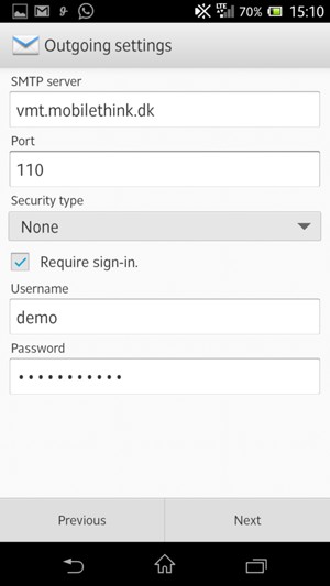 Enter Outgoing server address