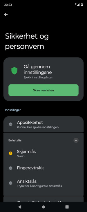 Velg Skjermlås