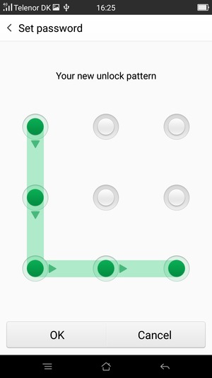 Draw the unlock pattern again and select OK