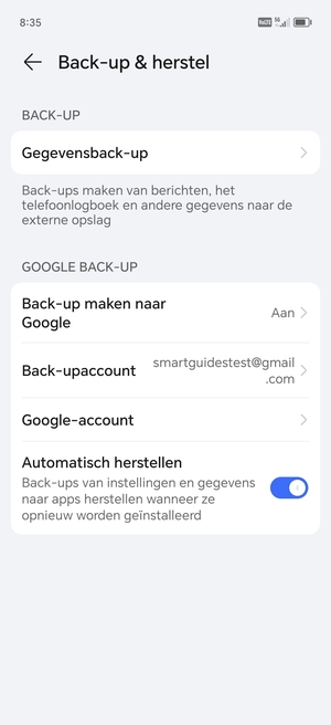 Selecteer Back-upaccount