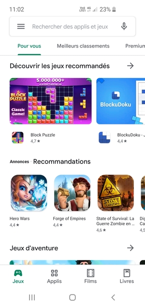 Sélectionnez la barre de Recherche