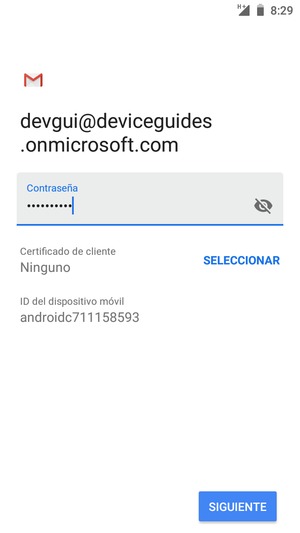 Introduzca su contraseña y seleccione SIGUIENTE