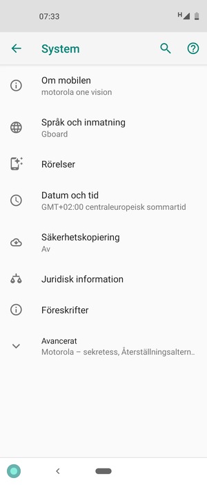 Välj Säkerhetskopiering