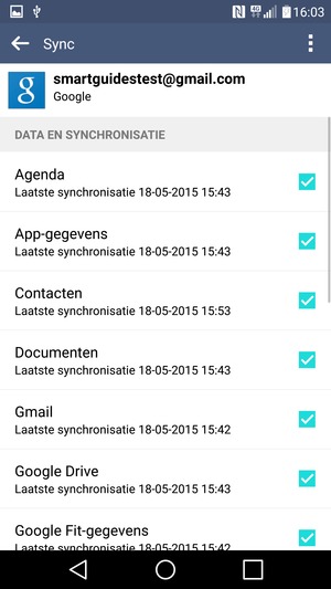 Vink alle selectievakjes aan en selecteer de Menu-knop