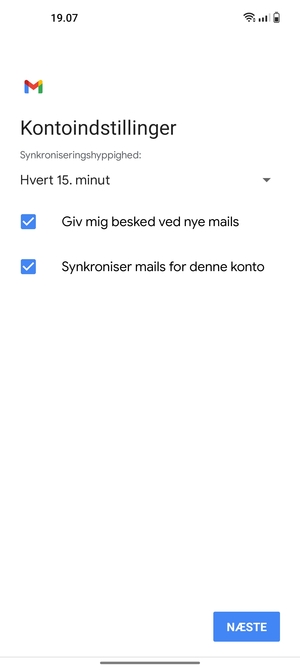 Vælg NÆSTE
