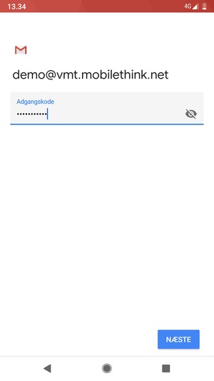 Indtast din adgangskode og vælg NÆSTE
