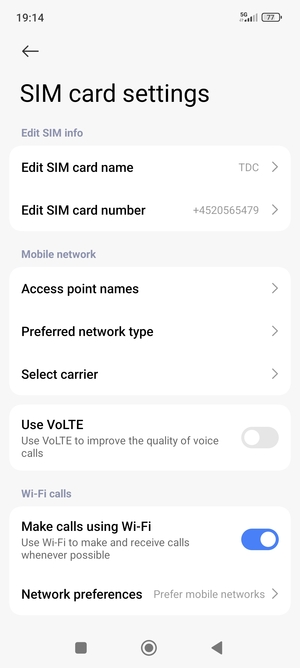Select Preferred network type